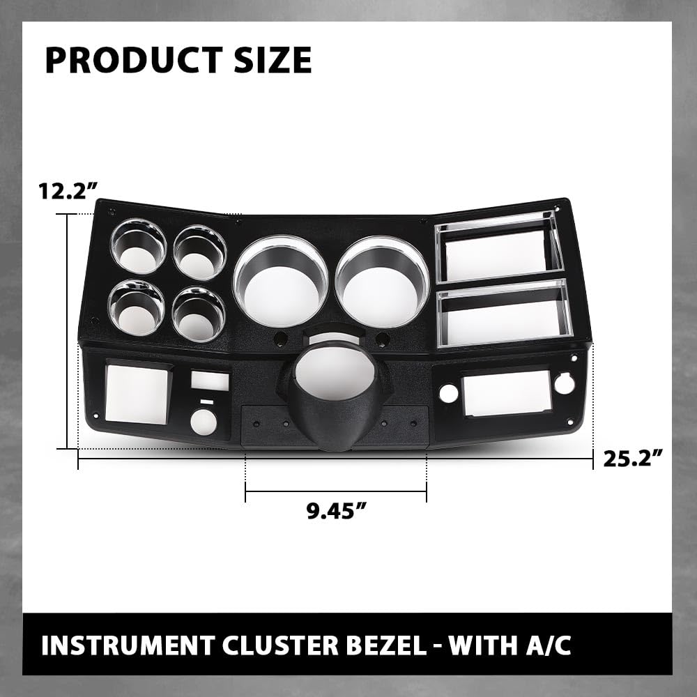 G-PLUS Truck Dash Bezel Panel with A/C Wiper Switch Hole Lower Cover Compatible with Chevy GMC Truck Blazer Suburban 1981-1983 Black 14023004
