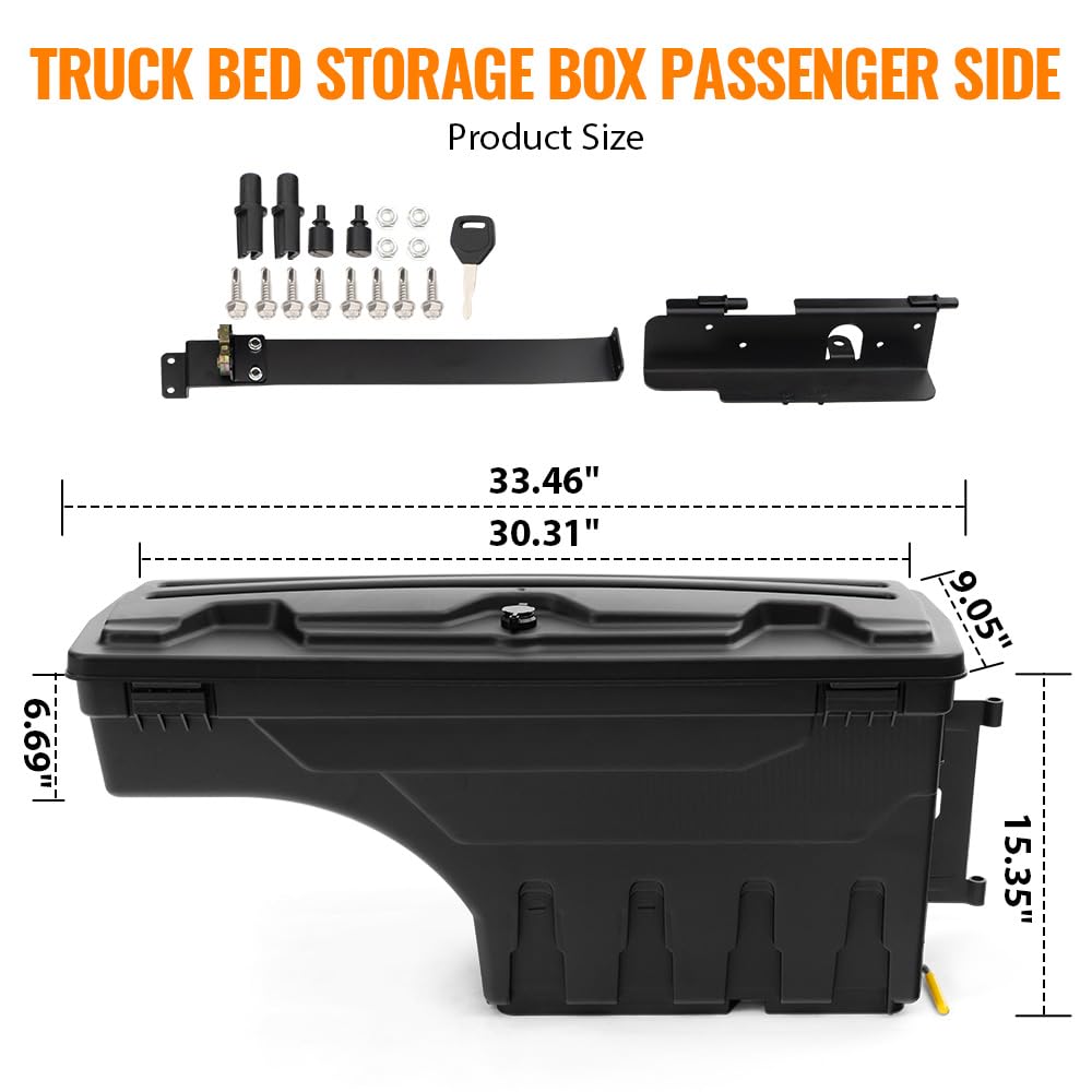 G-PLUS Rear Right Truck Bed Storage Box Toolbox Compatible with Toyota Tundra 2007-2020 Right Passenger Side Truck Bed Box