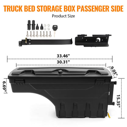 G-PLUS Truck Bed Storage Box Tool Box Right Passenger Side Compatible with Toyota Tundra 2007 2008 2009 2020 Black Rear Tool Box