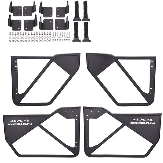 G-PLUS Steel Black Tubular Doors Compatible with Jeep Wrangler JK Unlimited 4 Doors 2007-2018 Front & Rear Tube Doors Without Mirror