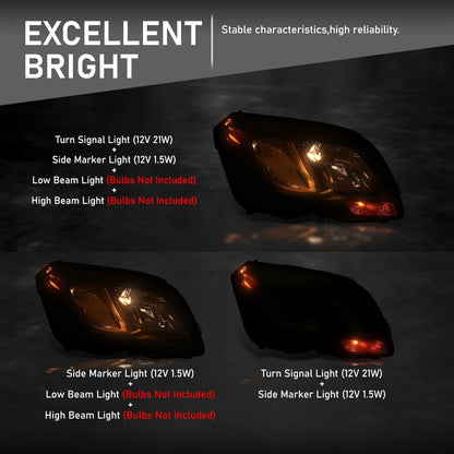 G-PLUS Headlight Set Left and Right Side Halogen Compatible with Benz GLK250 Bluetec 4Matic 2013 2014 2015, Fit Benz GLK350 (submodel: 4Matic, Base) 2013 2014 2015 2048204239, 2048204139 Black