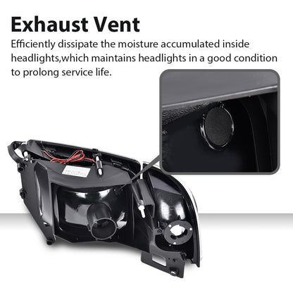G-PLUS LED Light Strip Headlights w/o Bulbs Fit Dodge Ram 1500 1994-2001/Dodge Ram 2500 3500 1994-2002 w/o Bulbs Clear Lens Chrome Housing Clear Reflector Bumper Headlamps,faros delanteros Assembly