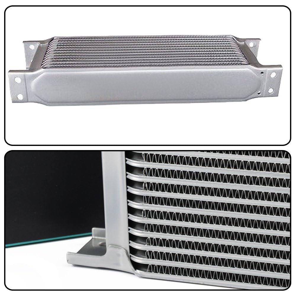 G-PLUS Black 25 Row AN10-10AN Engine Transmission Oil Cooler Kit & Oil Cooler Sandwich Plate Kit Compatible with GM LS1 LS2 LS3 Aluminum