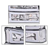 G-PLUS LED DRL Headlights Assembly & Tail Lights Fit Chevy Silverado 1500 1500 HD 2500 2500 HD 2003-2006, Clear Lens Chrome Housing Clear Reflector Headlamps Assembly Red Taillights