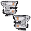 G-PLUS Headlights Compatible with Ford F150 2015-2017 Headlamps Pair Driver Passenger Side Clear Lens Chrome Housing Amber Reflector,faros delanteros