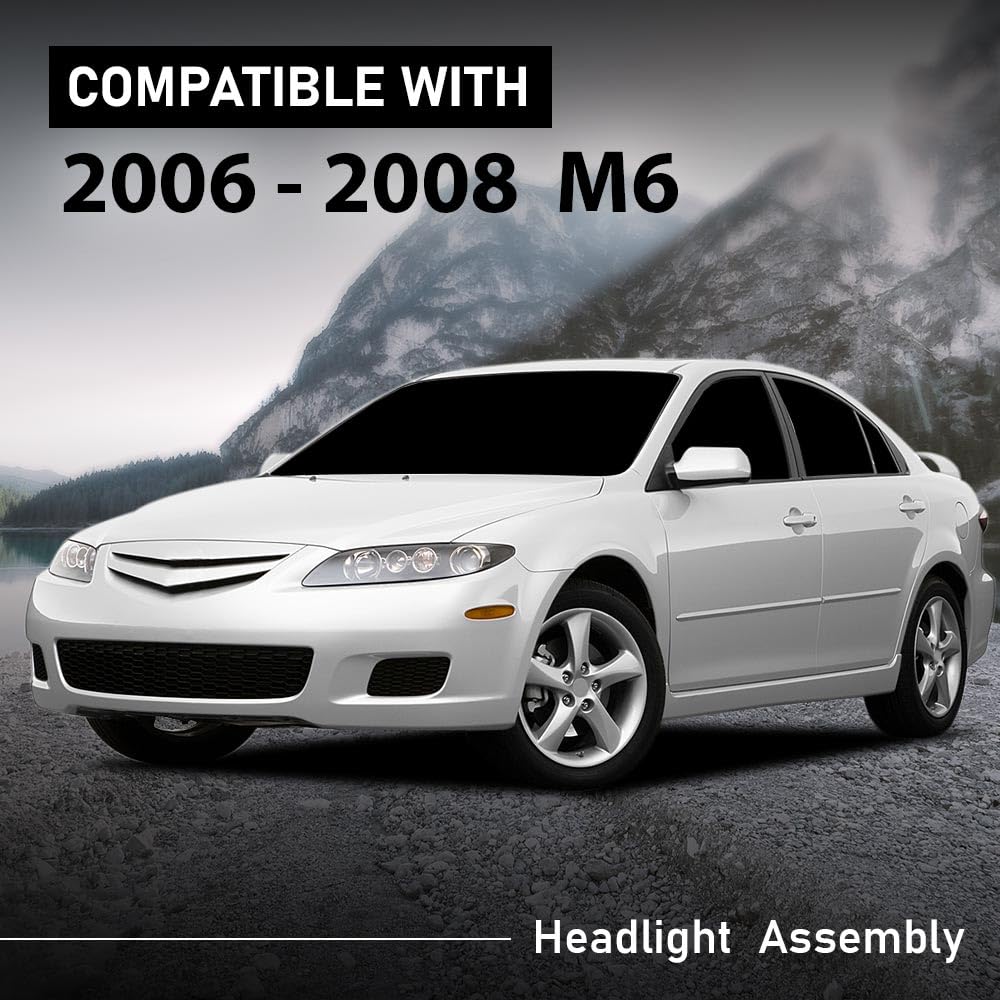 G-PLUS Headlight Headlamp Left Side Compatible with 2006-2007 Mazda 6 Mazdaspeed,Fit 2006-2008 Mazda 6 (submodel: i, S,GS, GT)