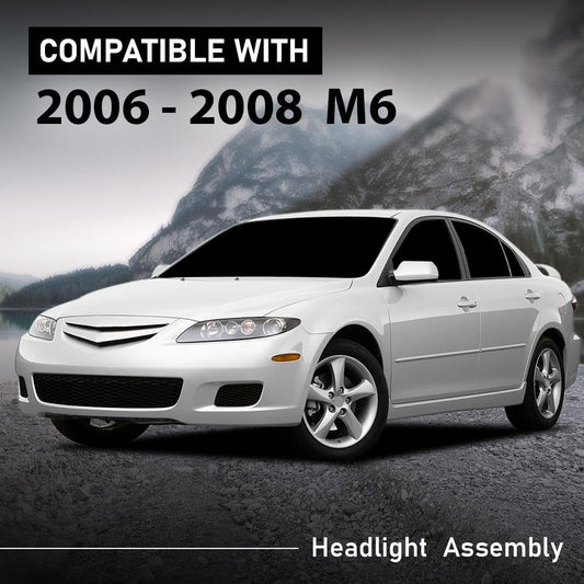 G-PLUS Headlight Headlamp Left Side Compatible with 2006-2007 Mazda 6 Mazdaspeed,Fit 2006-2008 Mazda 6 (submodel: i, S,GS, GT)