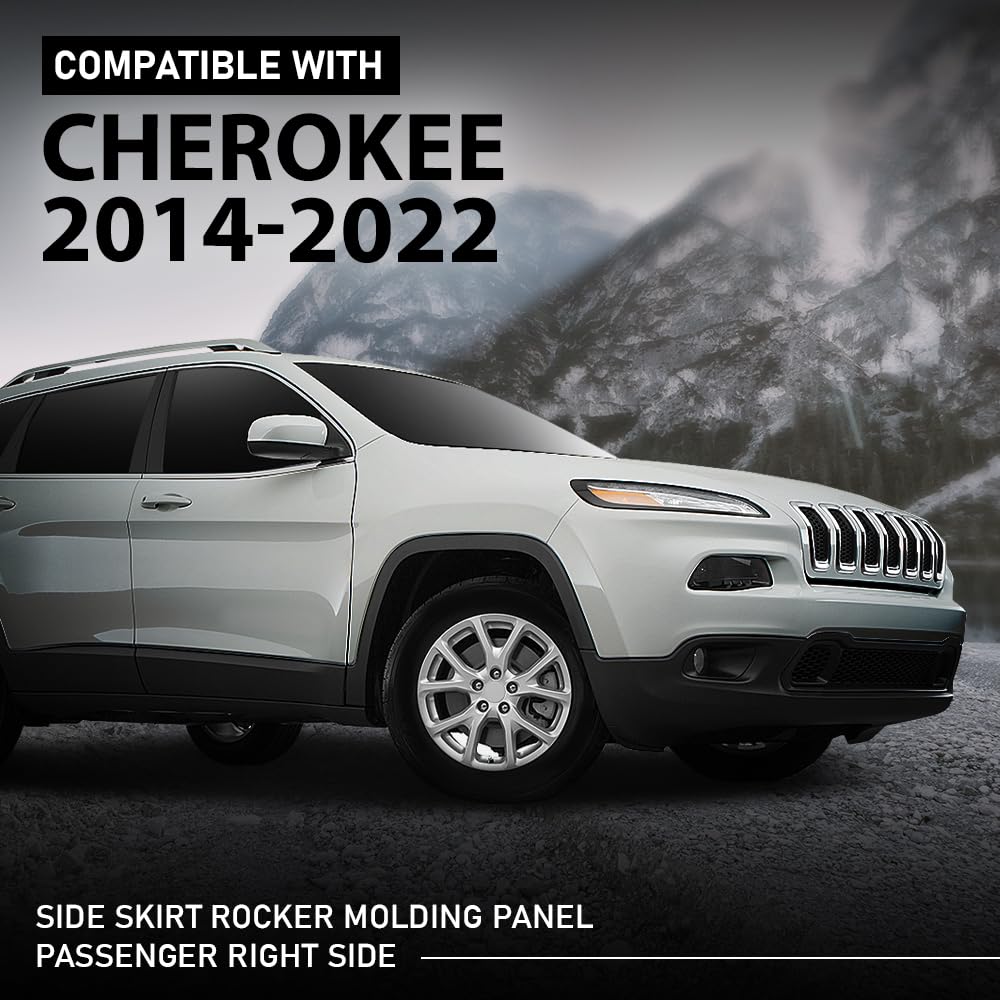 G-PLUS Skirt Rocker Molding Panel Passenger Right Side Compatible with Jeep Cherokee 2014-2022 Black 1YW36RXFAI
