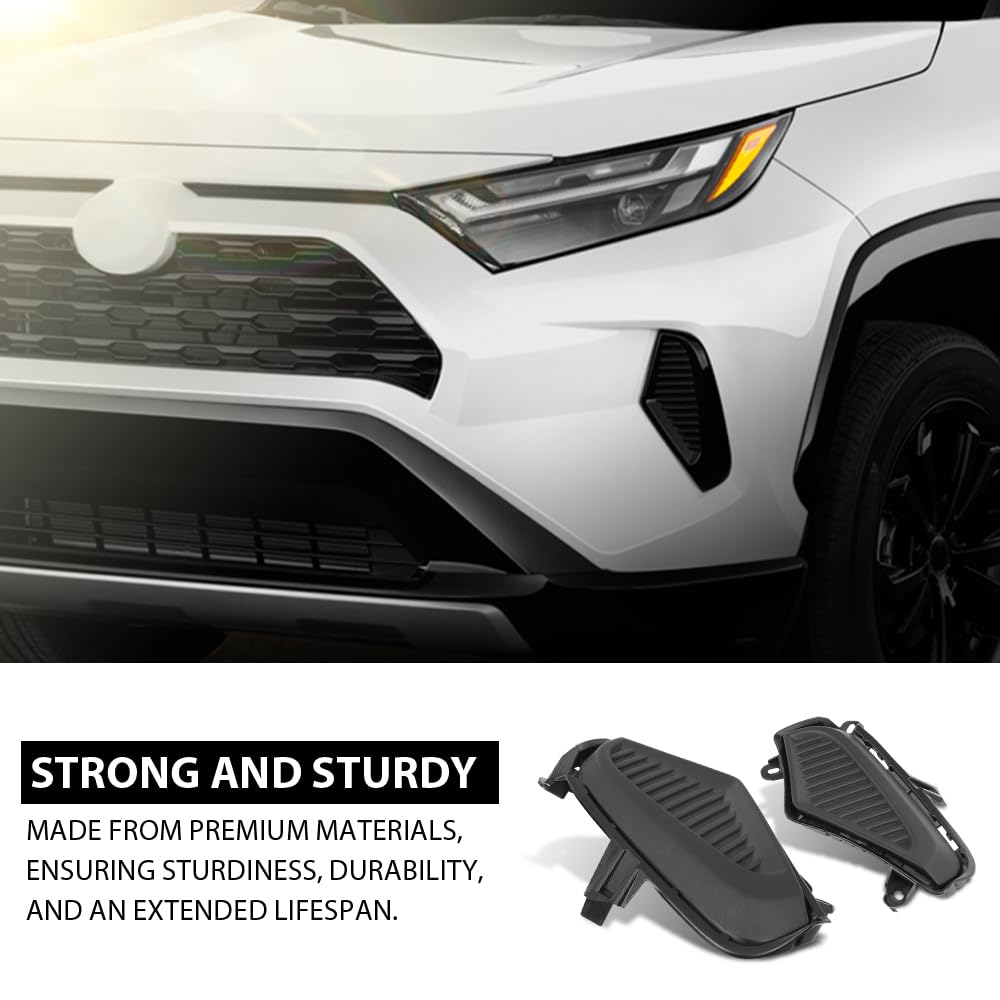 G-PLUS Front Bumper Fog Light Lamp Cover Pair Compatible with Toyota Rav4 2019-2022 TO1038225, TO1039225, 521270R150, 521280R150, 52127-0R150, 52128-0R150 Black