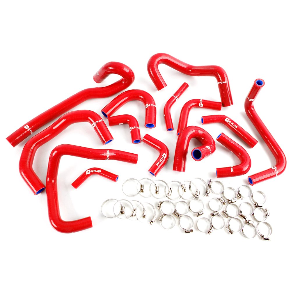 Compatible For Nissan Skyline GTR RB26DET R32 R33 R34 Silicone Radiator Heater Hose Kit Clamps Red