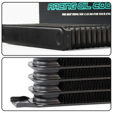 G-PLUS Aluminum Oil Cooler Kit Compatible with BMW 135i 335i N54 Twin Turbo Black Close-up View