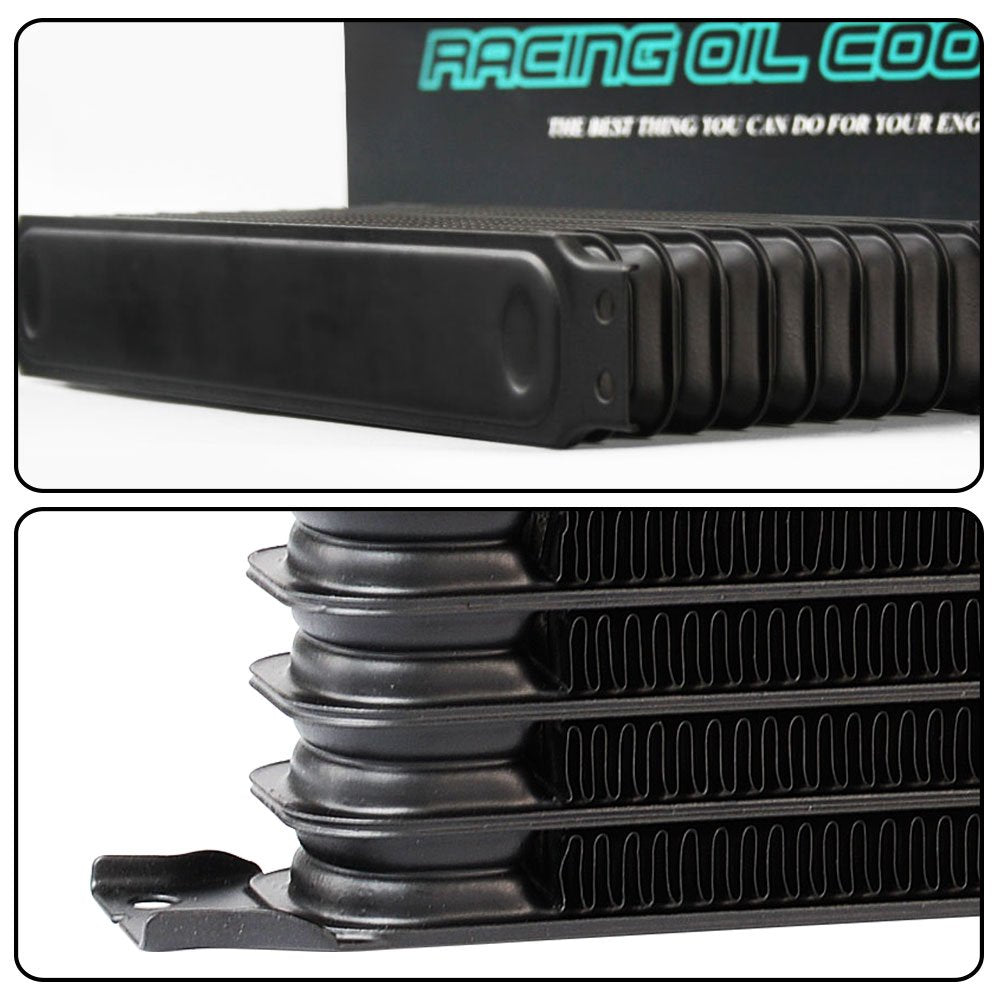 G-PLUS AN10-10AN Universal Engine Aluminum Transmission Racing Oil Cooler (Black, 7 Row Japanese-Style)