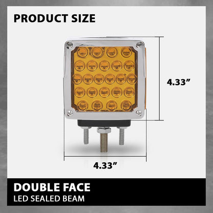 G-PLUS 57 LED Double Face Stud Mount Fender Turn Brake Tail Lights Fit Truck, UTE, Trailers, Caravans, Campers, Buses, Vans Red/Amber Square 2PCS Amber/Red Lens
