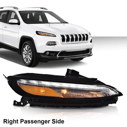G-PLUS LED DRL Parking Light Turn Signal Lamp With Bulbs Compatible with 2014-2018 Jeep Cherokee 68157102AQ Right Passenger Side