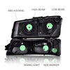 G-PLUS Headlights Bumper Lamps Assembly Compatible with 03-06 Chevy Avalanche/03-07 Silverado 1500HD/03-06 Silverado 2500HD, Smoky Lens Black Housing Clear ReflectorBumper Headlamps,faros delanteros