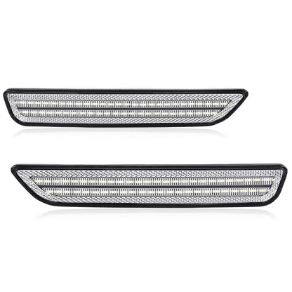 G-PLUS WHITE LED STRIP Front Fender Lamp Side Marker Light Lamp With Bulbs Compatible with Ford Mustang 2010-2014 AR3Z-15A201-A, AR3Z-15A201-B, AR3Z15A201A, AR3Z15A201B Clear Lens