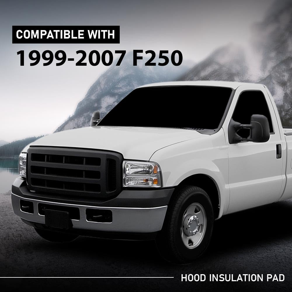 G-PLUS Hood Insulation Pad Heat Shield w/Clips Compatible with Ford F250 F350 F450 Super Duty 1999-2007/Fit Ford Excursion 2000-2007 Black Heat Blanket