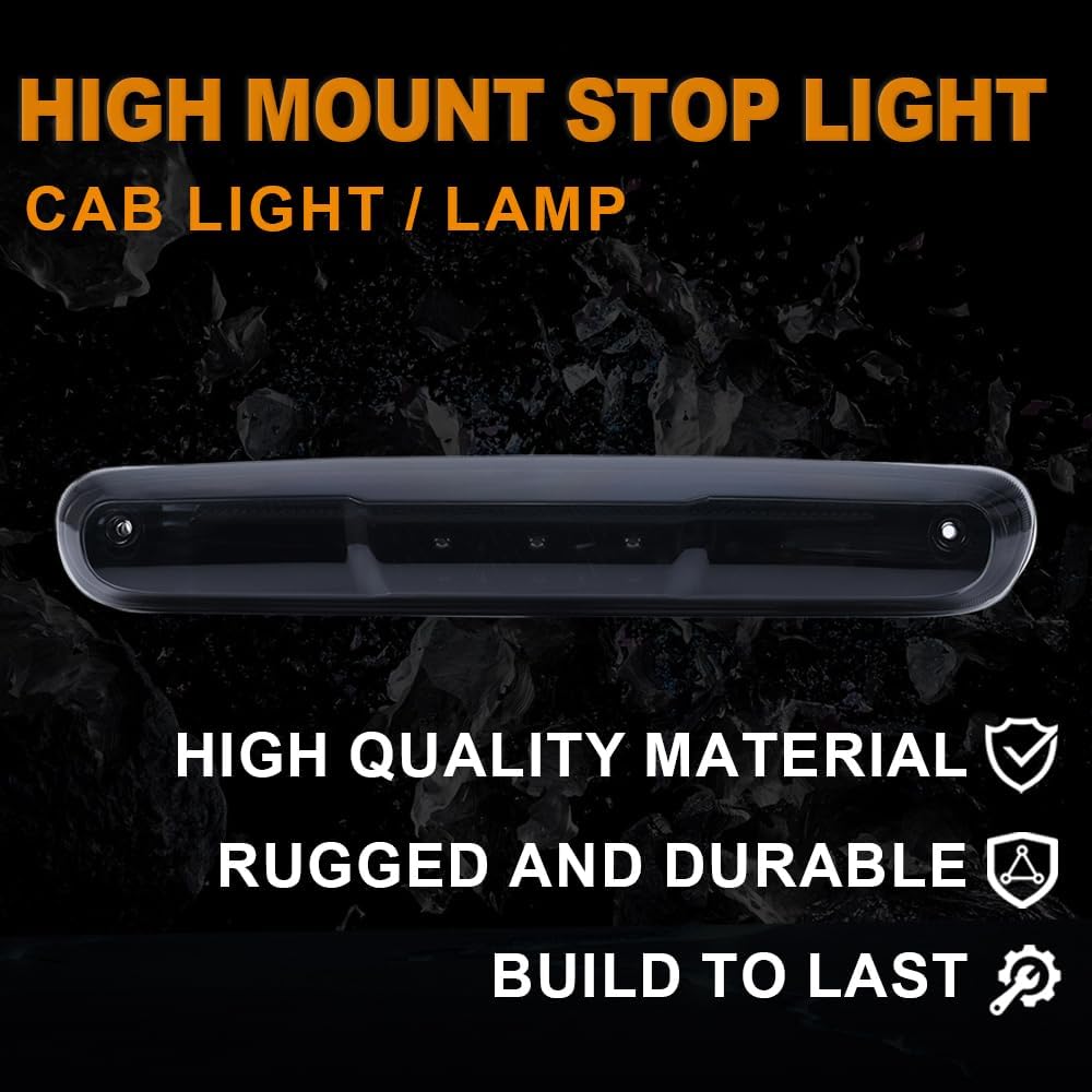 G-PLUS LED 3rd Third Brake Light High Mount Stop Light Compatible with Chevy Silverado/GMC Sierra 1500 2500 HD 3500 HD 2007 2008 2009 2010 2011 2012 2013 Rear Brake Tail Lamp Smoke Lens