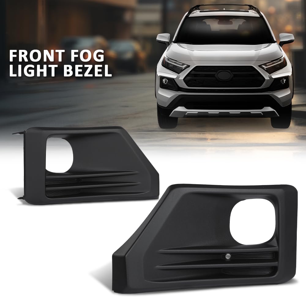 G-PLUS Bumper Fog Lights Lamps Bezels Cover Pair Compatible with Toyota RAV4 Adventure 2019-2022,Fit Toyota RAV4 TRD Off-Road 2020-2023 521280R170, 521270R170, TO1038226, TO1039226 Black