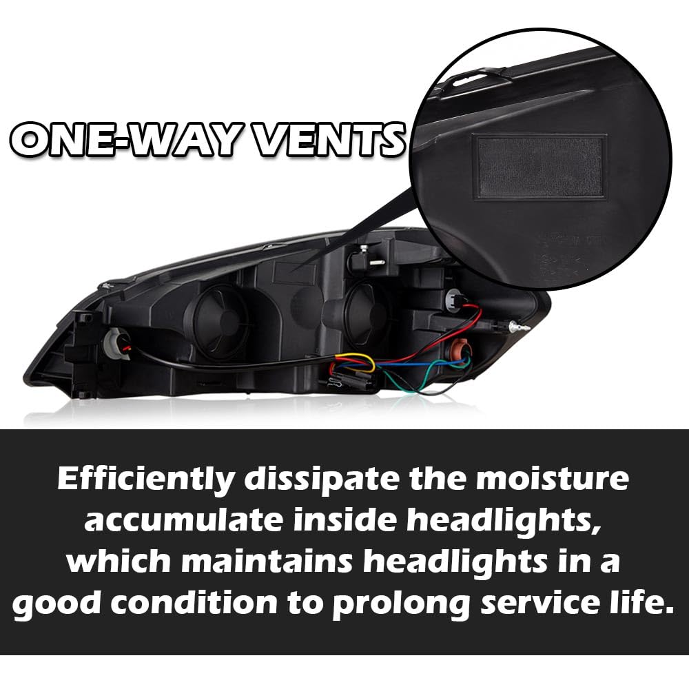 G-PLUS LED Headlights Assembly Fit Chevy Monte Carlo 2006 2007/Chevy Impala 2006-2013/Chevy Impala Limited 2014-2016 DRL Corner Headlamps Smoky Lens Black Housing Clear Reflector,faros delanteros