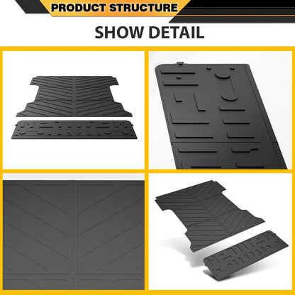 G-PLUS TPE Floor Mats Cargo Liner Compatible with Ford F150 2021-2025,NOT Fit Graduated Tailgate, 2PCS All Weather Protection Floor Liners Black, alfombras para carro