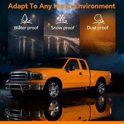 G-PLUS Headlights Assembly, Compatible with 2005 2006 2007 Ford F250 F350 Super Duty Bumper Headlamps, Smoky Lens Chrome Housing Amber Reflector,faros delanteros