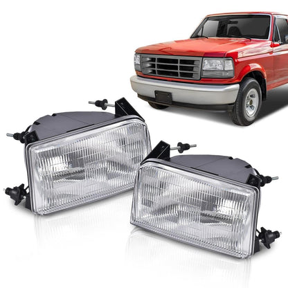 G-PLUS Headlights Assembly,Fit 1992-1996 Ford Bronco F150 F250 F53 F59/Fit 1992-1997 Ford F Super Duty & 1997 Ford F250 HD,Front Headlamps Left&Right W/o Bulbs,faros delanteros