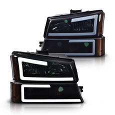 G-PLUS LED DRL Headlights for Chevy Avalanche 1500 2500 2003-2006 Black Housing