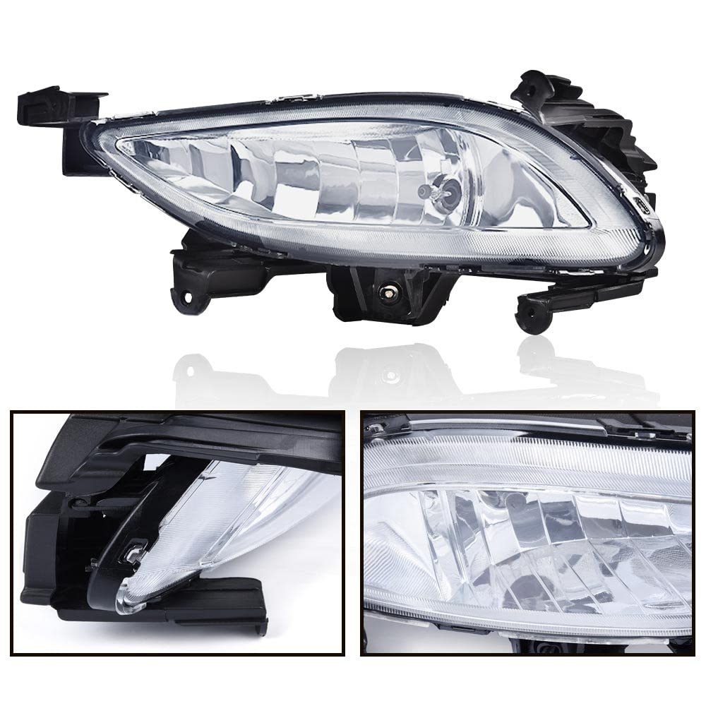 G-PLUS Front Bumper Fog Light Assembly Compatible with Sonata 2011 2012 2013 Clear Lens Driving Fog Lamps w/881 27W Bulbs Pair 92201-3Q000, 92202-3Q000