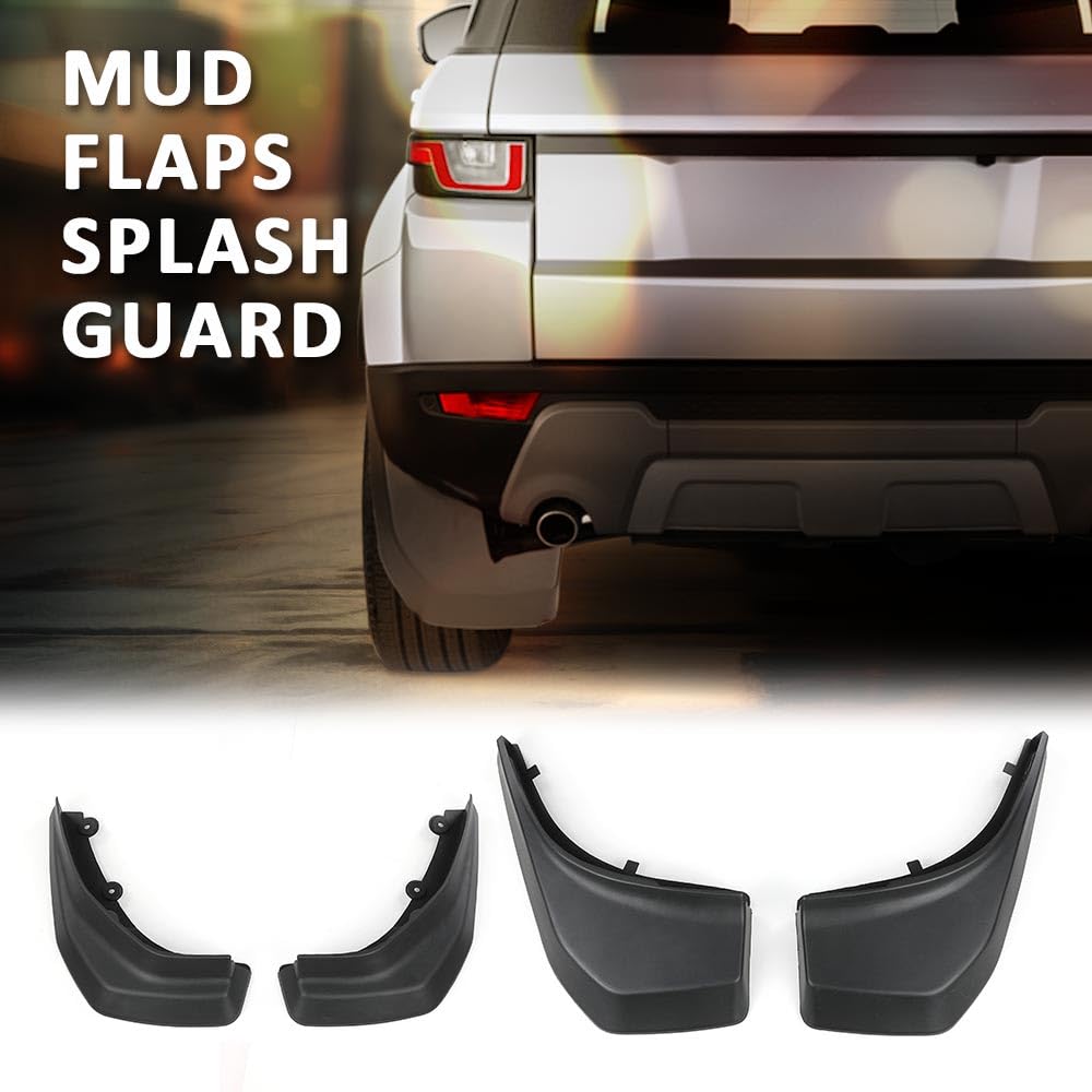 G-PLUS Mud Flaps Splash Guard Mudguard Compatible with Range Rover Evoque Pure/Prestige 2012-2018 (Round Rear Pipe)