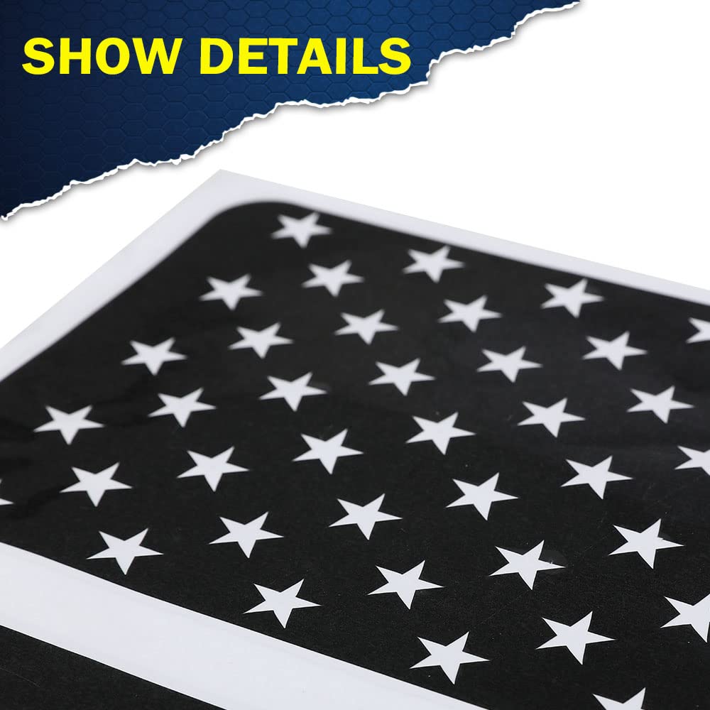 G-PLUS Rear Middle Window American Flag Decal Sticker Compatible with 2015-2021 F150/250/350 (Black),Window Glass Flag Vinyl Sticker Exterior Accessories