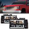 G-PLUS LED Headlights & Corner Light Compatible with Chevy/GMC C10/C1500/K1500 1994-1999,Fit GMC Yukon/Suburban 1994-1999,Fit Chevy Tahoe 1995-2000,Headlamps Smoke Lens Black Housing Amber Reflector