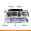 G-PLUS Front Headlights Assembly Lamp Set + Bumper Fog Lights Fit Chevy 2003-2006 Avalanche/ 2003-2007 Silverado 1500HD/ 2003-2006 Silverado 2500HD 15190982Bumper Headlamps,faros delanteros
