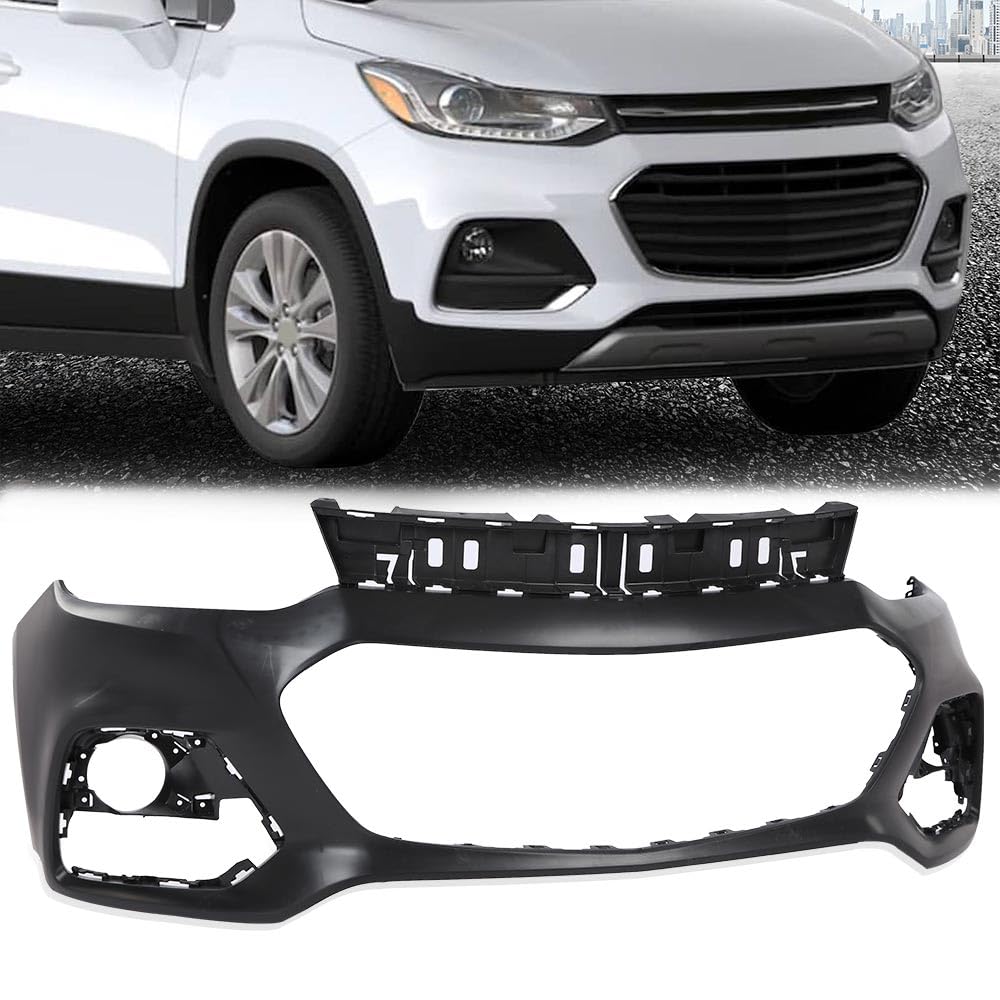 G-PLUS Upper Front Bumper Cover Primered Compatible with Chevy Trax 2017-2020 42537718 GM1014131 Black
