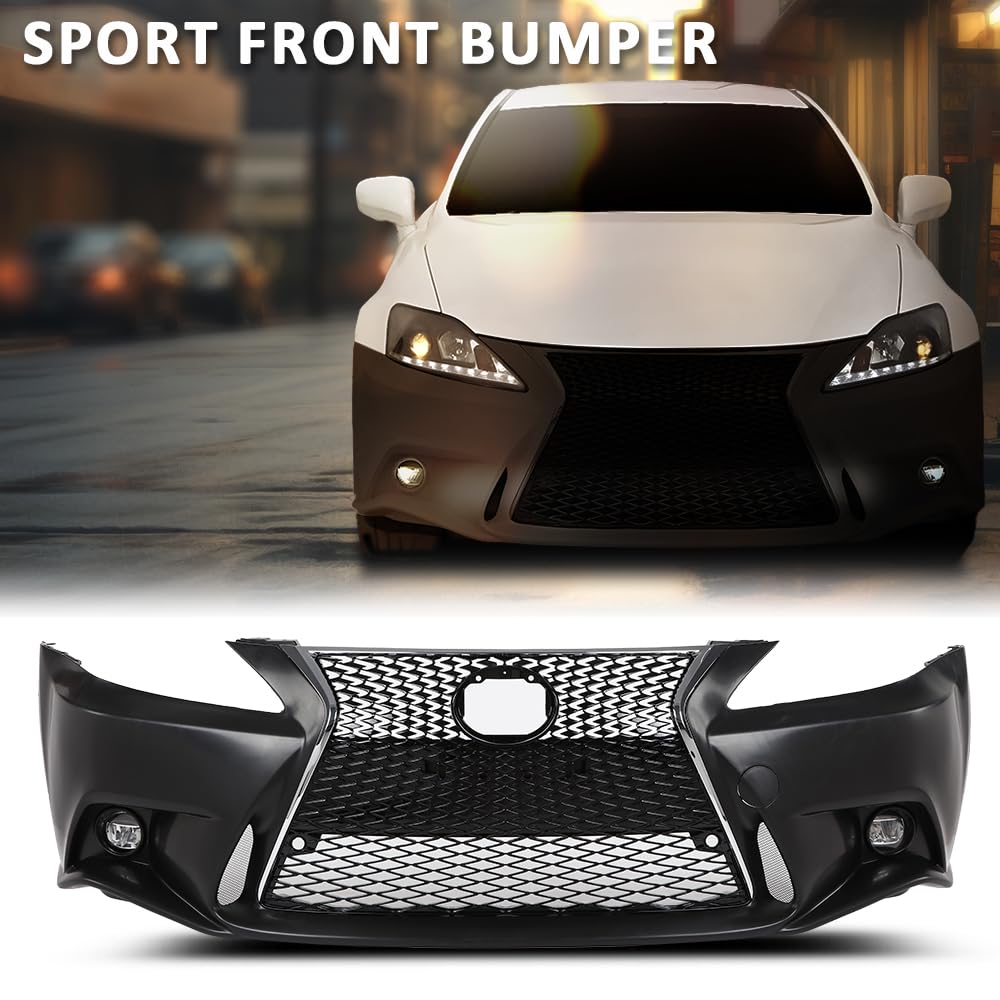 G-PLUS Front Bumper Set(Front Bumper & License Plate) Compatible with LX IS IS250 IS350 14+ F-Sport 2006-2013 2Pcs