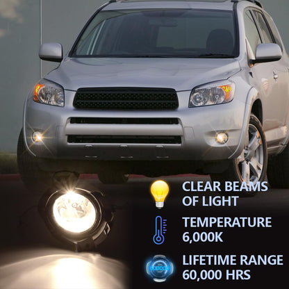 G-PLUS Bumper Fog Lights Compatible with 2006 2007 2008 Toyota RAV4 Clear Driving Fog Lamps A pair W/Switch & Wiring Kit neblineros para autos delantero, faros antiniebla