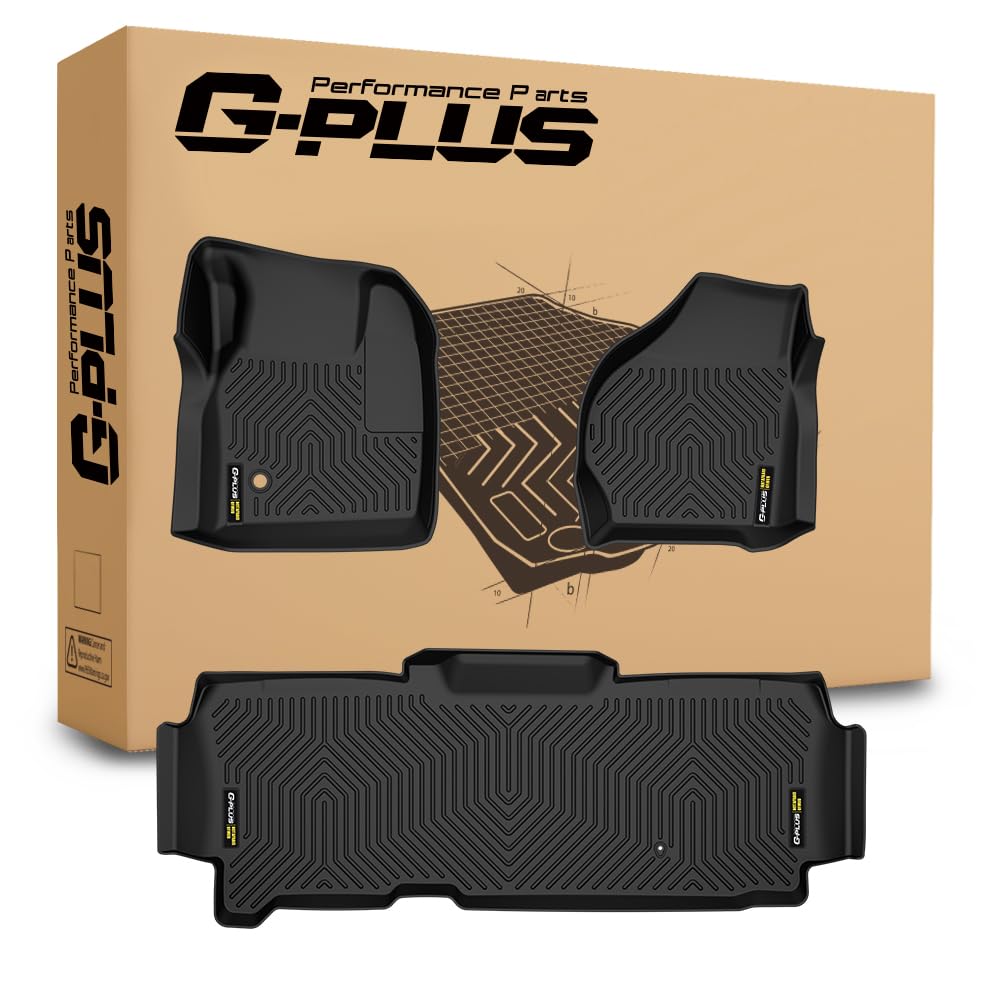 G-PLUS TPE Floor Mats Fit Ford F250 F350 Super Duty SuperCab 1999-2007 1st & 2nd Row Truck Accessories Cargo Liners All Weather Protection 3PCS Black Alfombras para Carro