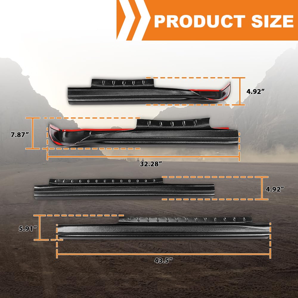 G-PLUS Rocker Panel Covers Compatible with Chevy Silverado 1500 Extended Cab 2014-2018 Black