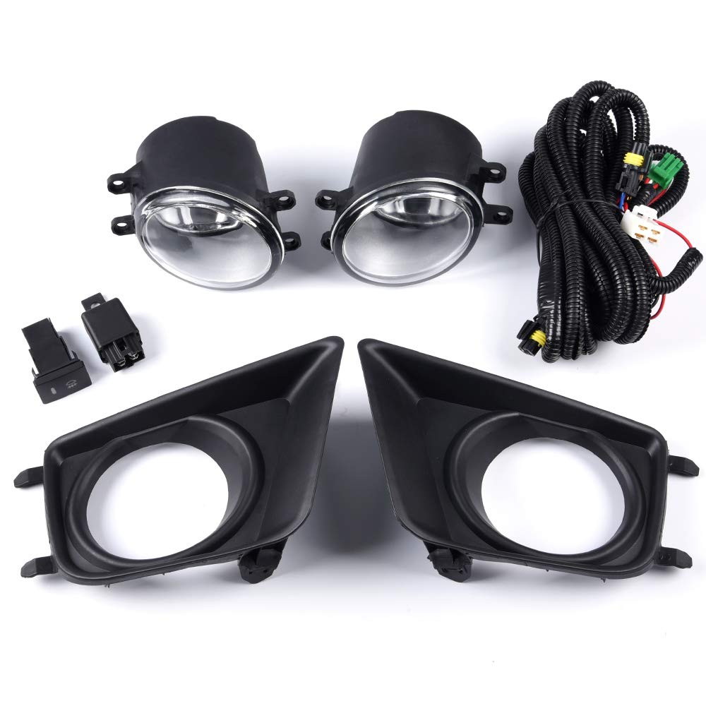 G-PLUS Bumper Fog Lights Assembly Compatible With 2012-2015 Toyota Tacoma Clear Driving Fog Lamps W/Switch Bulbs Kit