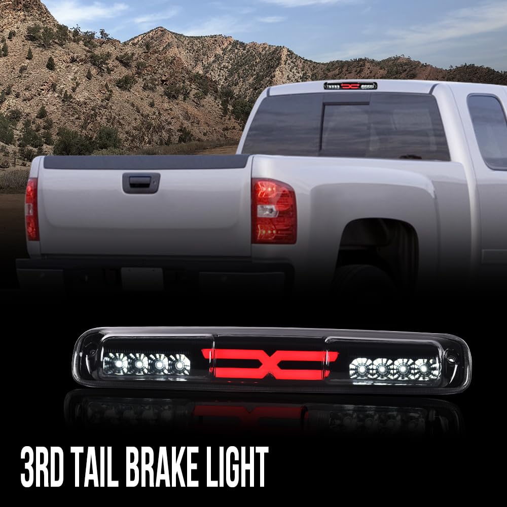 G-PLUS Third TailType X Brake Light High Mount Stop Lamp Reverse Light Turn Signal Light Fit Chevy Silverado 1999-2006 /GMC Sierra 1500 2500 3500 & HD Models 5978318 16525205