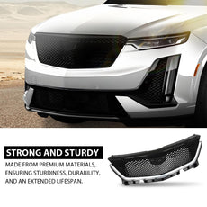 G-PLUS Front Bumper Grille for Cadillac XT6 2020-2021 Black Chrome Additional Angle