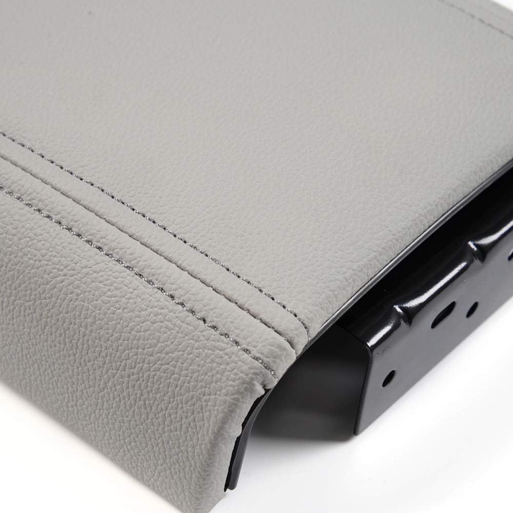 G-PLUS Leather Center Console Lid Armrest Assembly w/Latch Compatible with 2006-2009 Chevy Trailblazer GMC Envoy Isuzu Ascender Buick Rainier Oldsmobile Bravada- Gray 25998844