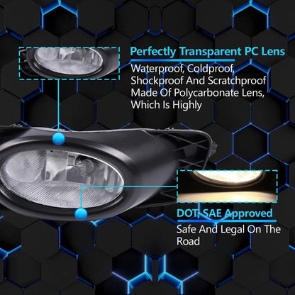 G-PLUS Fog Lights H11 12V 55W Halogen Lamp Compatible with 2009-2011 Honda Civic Sedan 4 Door with Bulbs & Wiring Harness & Switch Kit Real Glass Clear Lens