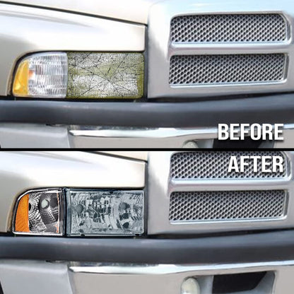 G-PLUS Housing Clear Corner Headlight Lamps Smoky Compatible with 94-01 Dodge Ram 1500 2500 3500 55076749AD 55076748AD 55076749AO 55076748AO