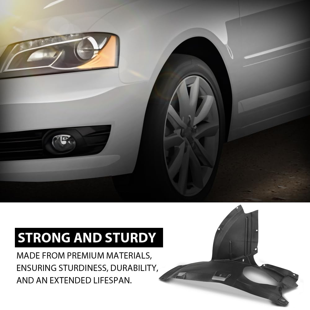 G-PLUS Front Left Fender Liner Inner Assembly, Compatible with Audi A3 2009-2011, Driver Side, 8P0821191D, AU1250108