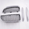 4PCS Silver Front Bumper Kidney Grille Hood Grills Replacement For BMW E90 E91 2005-2008 3-Series 320i 325i 330i 323i 328i Sedan Wagon 2006 2007