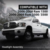G-PLUS Headlights Assembly w/Bulbs Light Bar Left and Right Side Compatible with Dodge Ram 1500 2006-2008/Fit Dodge Ram 2500 3500 2006-2009 Clear Lens Black Housing Clear Reflector