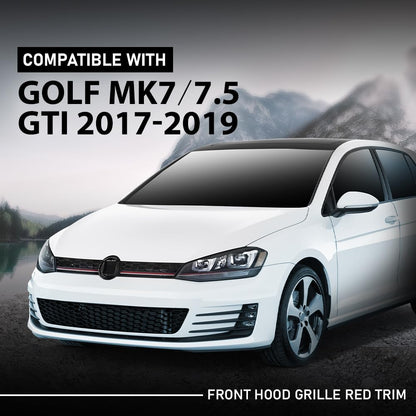 G-PLUS Front Bumper Hood Grille W/Red Trim, Compatible with Volkswagen Golf 7.5 2017-2019, 5GM853651AGCEE, 5GM853651AJCEE