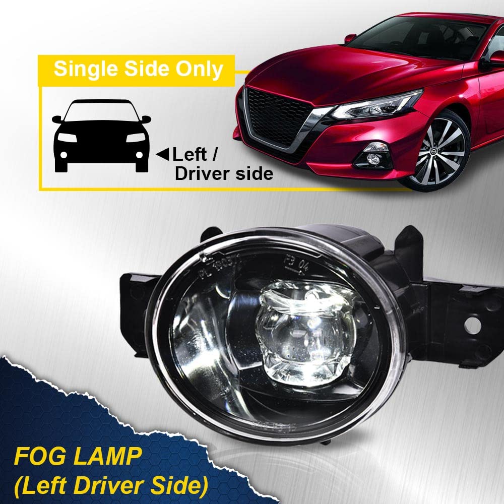G-PLUS Fog Lights Assembly Compatible with 2019 2020 Nissan Altima 4-Door Sedan S SL SR SV Front Bumper Fog Lights w/Bulb Clear Lens LED Fog Lamps, Driver Side(Left)