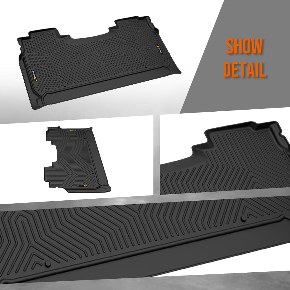 G-PLUS TPE Floor Mats Fit Dodge Ram 1500 Crew Cab 2019-2024 w/Factory Underseat Storage 2nd Row Truck Accessories Cargo Liners All Weather Protection 1x Alfombras para Carro Black